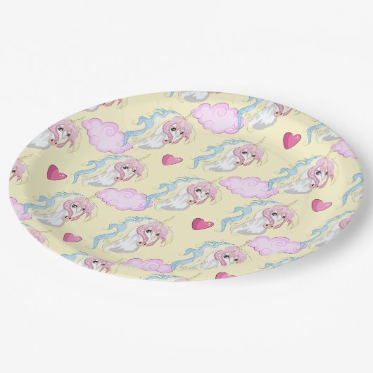 Einhornpapierplatte Pappteller (Schrägansicht)