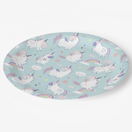 Einhornpapierplatte Pappteller (Schrägansicht)