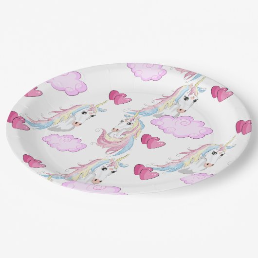 Einhornpapierplatte Pappteller (Schrägansicht)