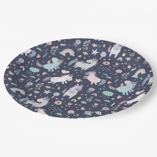 Einhornpapierplatte Pappteller (Schrägansicht)