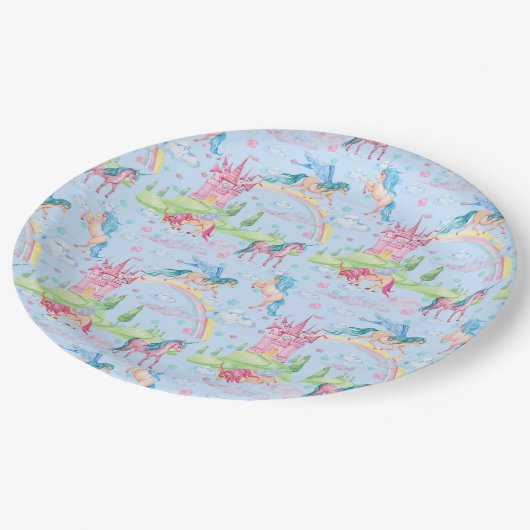 Einhornpapierplatte Pappteller (Schrägansicht)