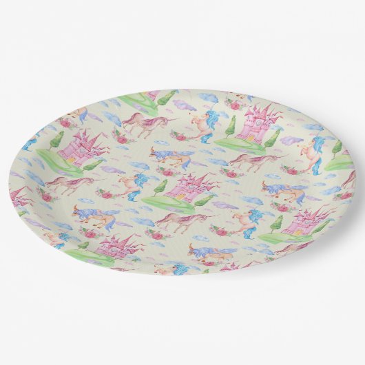 Einhornpapierplatte Pappteller (Schrägansicht)