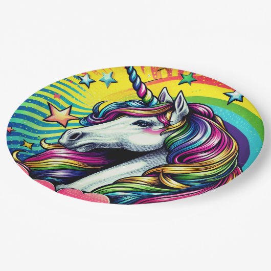 Einhornpapierteller! Pappteller (Schrägansicht)