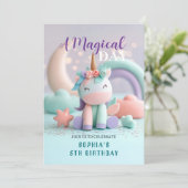 Einhornparty mit Fantasie Einladung (Stehend Vorderseite)