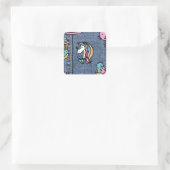 Einhornpatronen Quadratischer Aufkleber (Tasche)