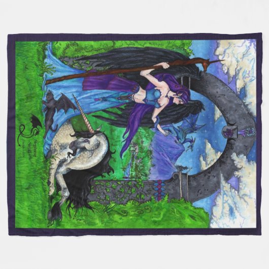 Einhornpegasus-Engel winged Fleecedecke (Vorderseite (Horizontal))