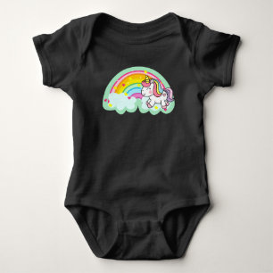 Einhornpferd mit Regenbogen-Cartoon-24964 Baby Strampler