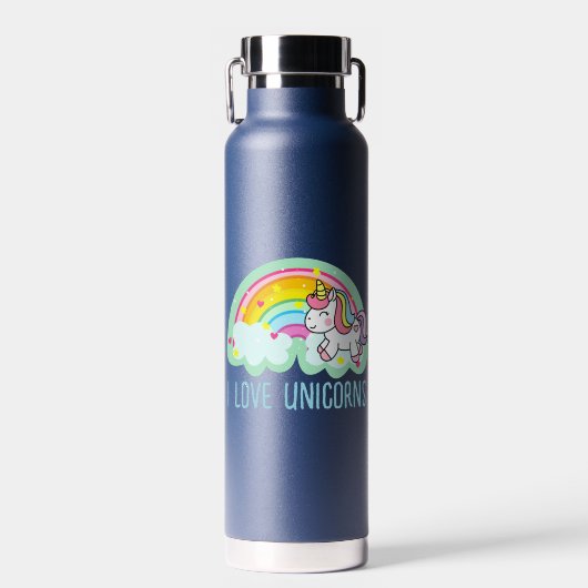 Einhornpferd mit Regenbogen-Cartoon-24964 Trinkflasche (Vorne)