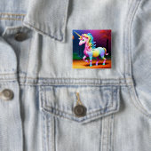 Einhornpferd mit Regenbogenfarben Button (Beispiel)