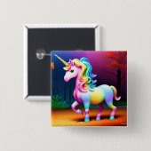 Einhornpferd mit Regenbogenfarben Button (Vorne & Hinten)