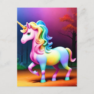 Einhornpferd mit Regenbogenfarben Postkarte