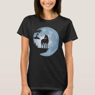 Einhornpferd vor Vollmond Silhouette für T-Shirt