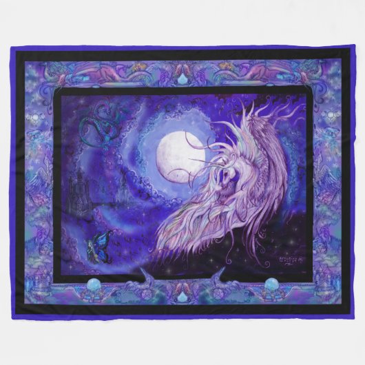 Einhornpony equine lila-blauer Pegasus eque Fleecedecke (Vorderseite (Horizontal))