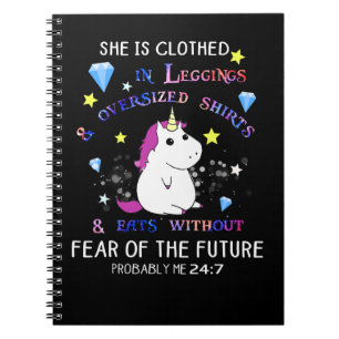 Einhornpony sie ist in Leggings bedeckt Oversized Notizblock
