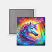 Einhornportrait im verzauberten Wald Magnet (Vorderseite/Rückseite)