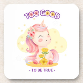 Einhornportrait mit Blume Getränkeuntersetzer