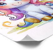 Einhornposter mit goldenem Horn Poster (Ecke)