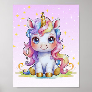 Einhornposter mit goldenem Horn Poster