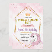 Einhornprinzessin zum Geburtstag Feiertagskarte (Vorne/Hinten)