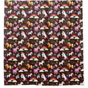 Einhornregenbogen scherzt Hintergrundpferd Duschvorhang