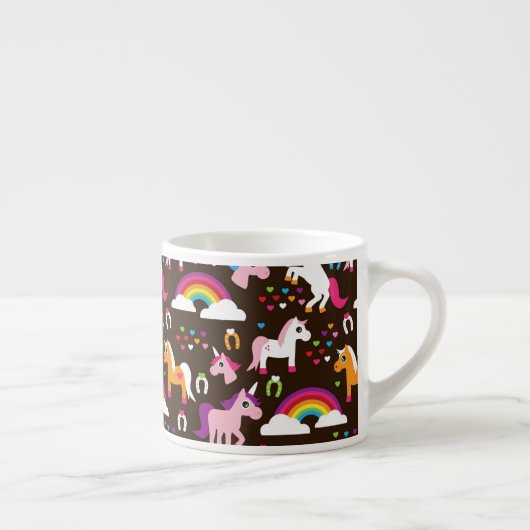 Einhornregenbogen scherzt Hintergrundpferd Espressotasse (Rechts)