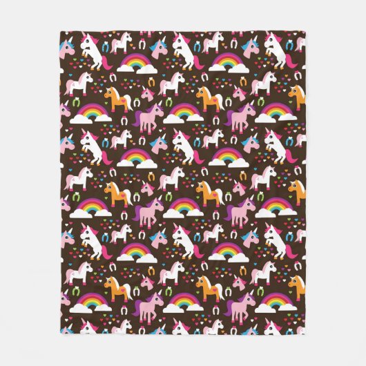 Einhornregenbogen scherzt Hintergrundpferd Fleecedecke (Vorderseite)