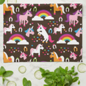 Einhornregenbogen scherzt Hintergrundpferd Geschirrtuch (Gefaltet)