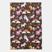 Einhornregenbogen scherzt Hintergrundpferd Geschirrtuch (Vertikal)