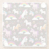 Einhornregenbogen scherzt Hintergrundpferd Glasuntersetzer (Rückseite)