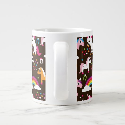 Einhornregenbogen scherzt Hintergrundpferd Jumbo-Tasse (Rückseite)
