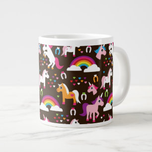 Einhornregenbogen scherzt Hintergrundpferd Jumbo-Tasse
