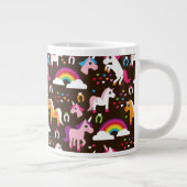 Einhornregenbogen scherzt Hintergrundpferd Jumbo-Tasse (Rechts)