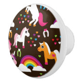Einhornregenbogen scherzt Hintergrundpferd Keramikknauf (Rechts)