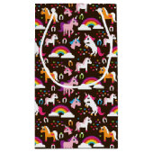 Einhornregenbogen scherzt Hintergrundpferd Kleine Geschenktüte (Rückseite)