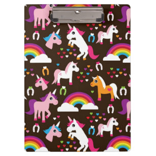 Einhornregenbogen scherzt Hintergrundpferd Klemmbrett
