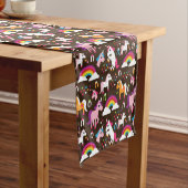 Einhornregenbogen scherzt Hintergrundpferd Kurzer Tischläufer (Beispiel)