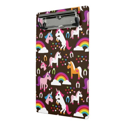 Einhornregenbogen scherzt Hintergrundpferd Mini Klemmbrett (Gewinkelt2)