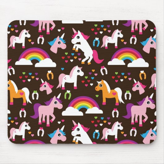 Einhornregenbogen scherzt Hintergrundpferd Mousepad (Vorne)