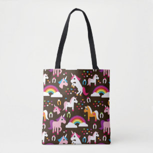 Einhornregenbogen scherzt Hintergrundpferd Tasche