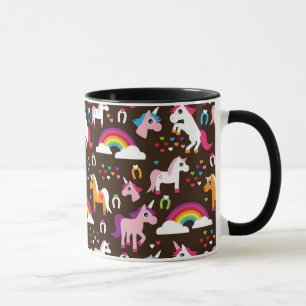 Einhornregenbogen scherzt Hintergrundpferd Tasse