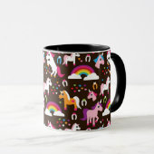 Einhornregenbogen scherzt Hintergrundpferd Tasse (VorderseiteRechts)