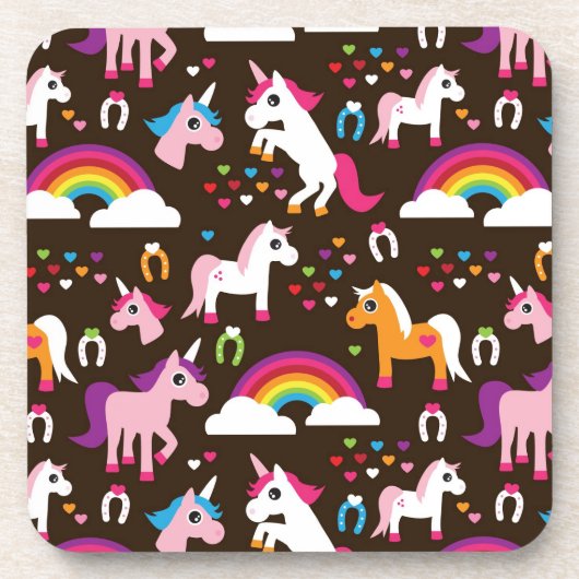 Einhornregenbogen scherzt Hintergrundpferd Untersetzer (Vorderseite)