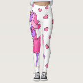 Einhornrosa Ballerina mit Herz Leggings (Vorderseite)