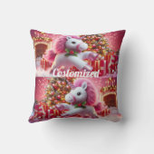 Einhornrosa fröhliche Weihnachten Kissen (Rückseite)