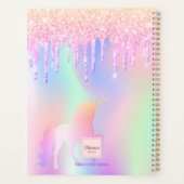 Einhornrosa Glitzer lila Name Planer (Rückseite)