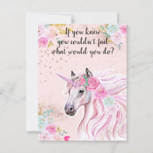 Einhornrosa Glitzer Motivierend Manifestation Postkarte