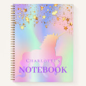 Einhornrosa goldene Sterne holografischer Name Notizblock (Vorderseite)