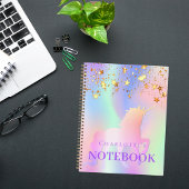 Einhornrosa goldene Sterne holografischer Name Notizblock