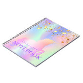 Einhornrosa goldene Sterne holografischer Name Notizblock (Linke Seite)