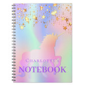 Einhornrosa goldene Sterne holografischer Name Notizblock (Vorderseite)